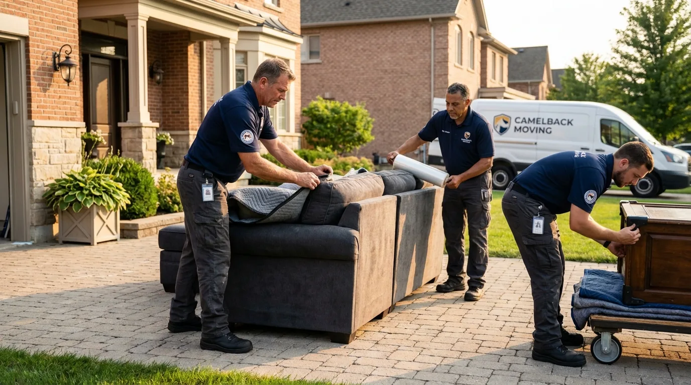Large estate moving crew wrapping furniture in White Oak, TX